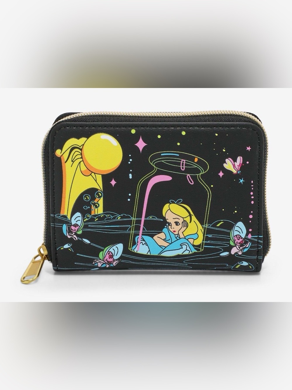 Loungefly Disney Alice in Wonderland Glow in the Dark Wallet- New